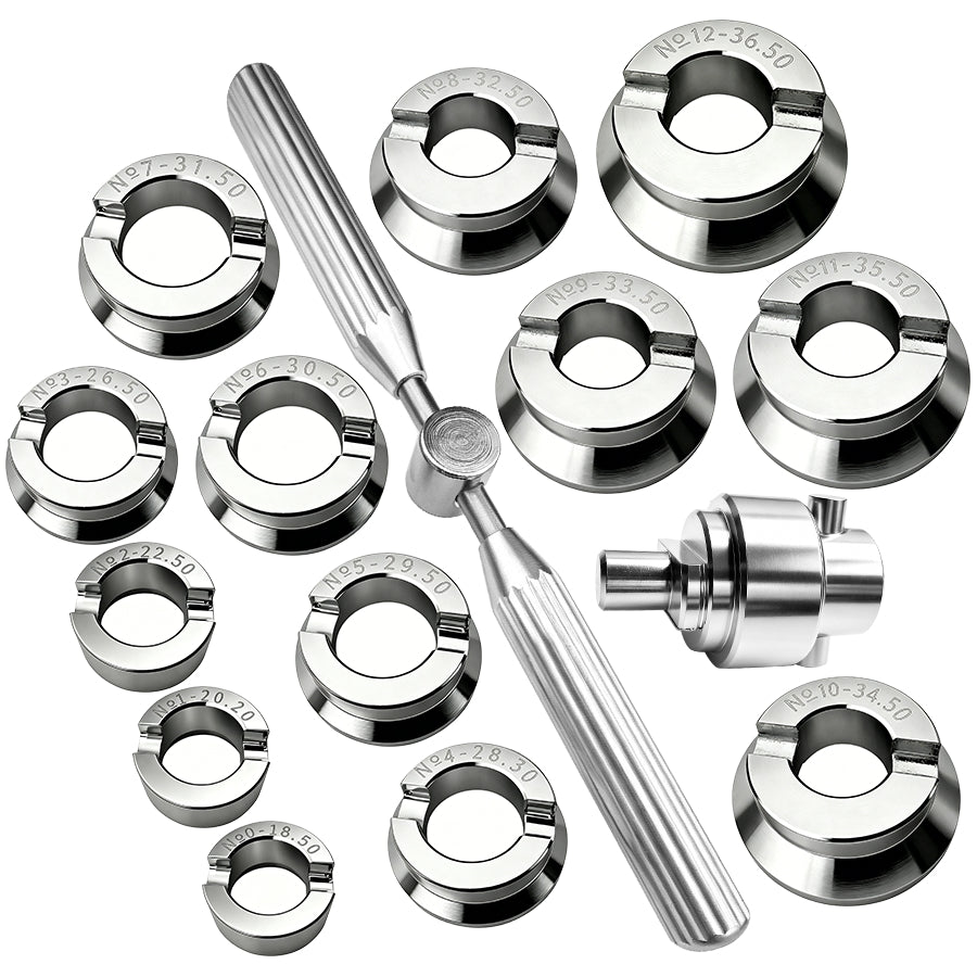Watch Case Back Opener Wrench Set with 13 Sizes (18.5-36.5mm) – Stainless Steel Screw Back Remover Tool for Rolex Tudor Compatible Watches