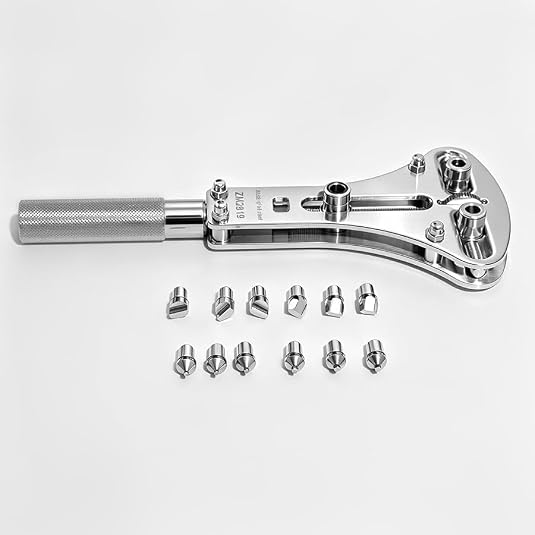 3 Jaw Watch Case Opener Tool with 12 Bits – Stainless Steel Adjustable Back Cover Remover for Rolex Omega Tissot Seiko Compatible Watches