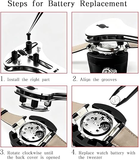 3 Jaw Watch Case Opener Tool with 12 Bits – Stainless Steel Adjustable Back Cover Remover for Rolex Omega Tissot Seiko Compatible Watches