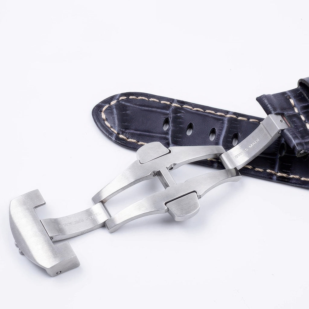 Clasp Buckle Band Replacement For Panerai Marina 44mm Leather Strap Deployment Strap Stainless Steel 22mm