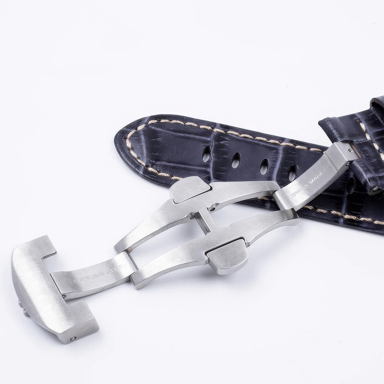 Clasp Buckle Band Replacement For Panerai Marina 44mm Leather Strap Deployment Strap Stainless Steel 22mm