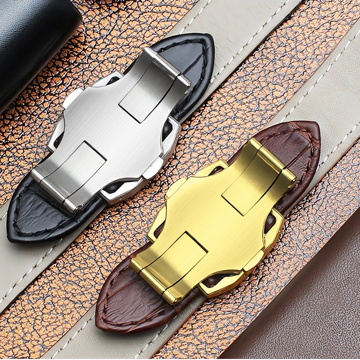 Buckle Clasp Band Replacement For Santos Leather Deployment Stainless Steel 18/21mm