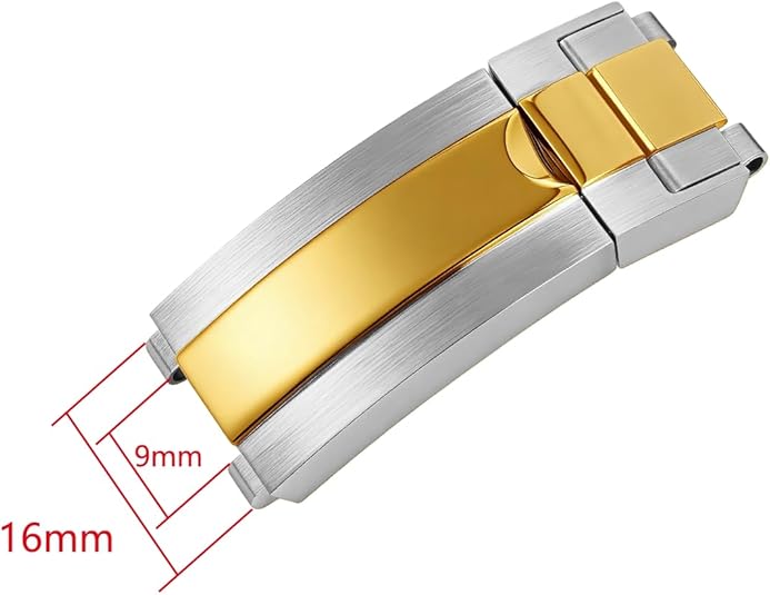 Glide-Lock Buckle Clasp Band Replacement For Rolex Datejust Submariner Gmt Strap Bright room gold Adjustable 16mm