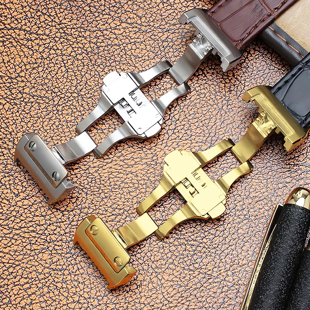 Buckle Clasp Band Replacement For Santos Leather Deployment Stainless Steel 18/21mm