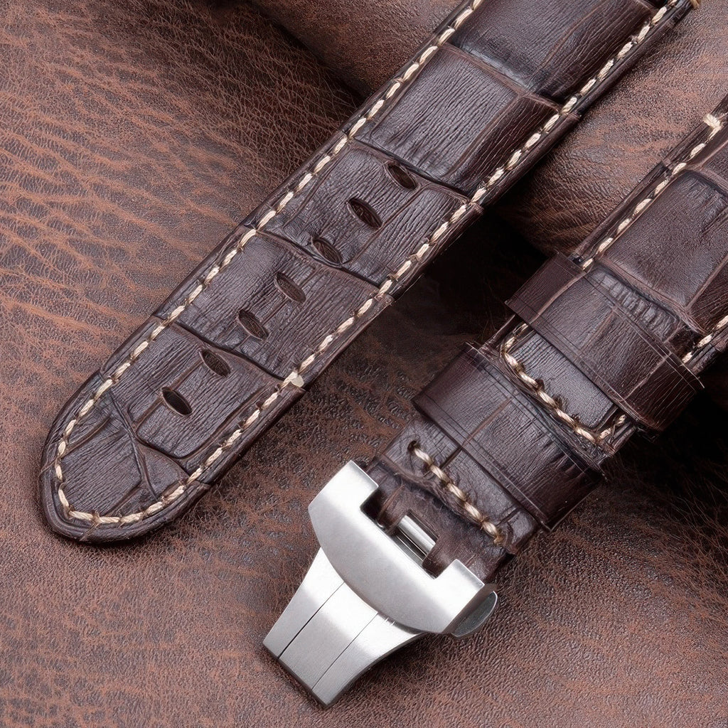 Clasp Buckle Band Replacement For Panerai Marina 44mm Leather Strap Deployment Strap Stainless Steel 22mm